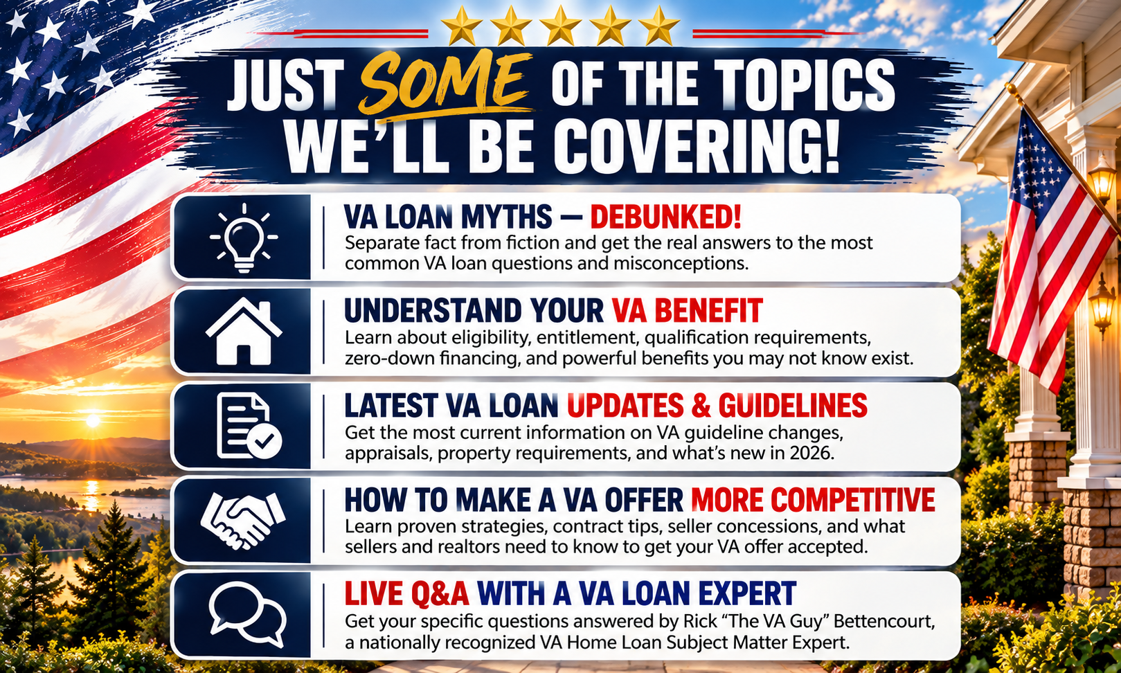 VA Loan Topics Seminar Infographic